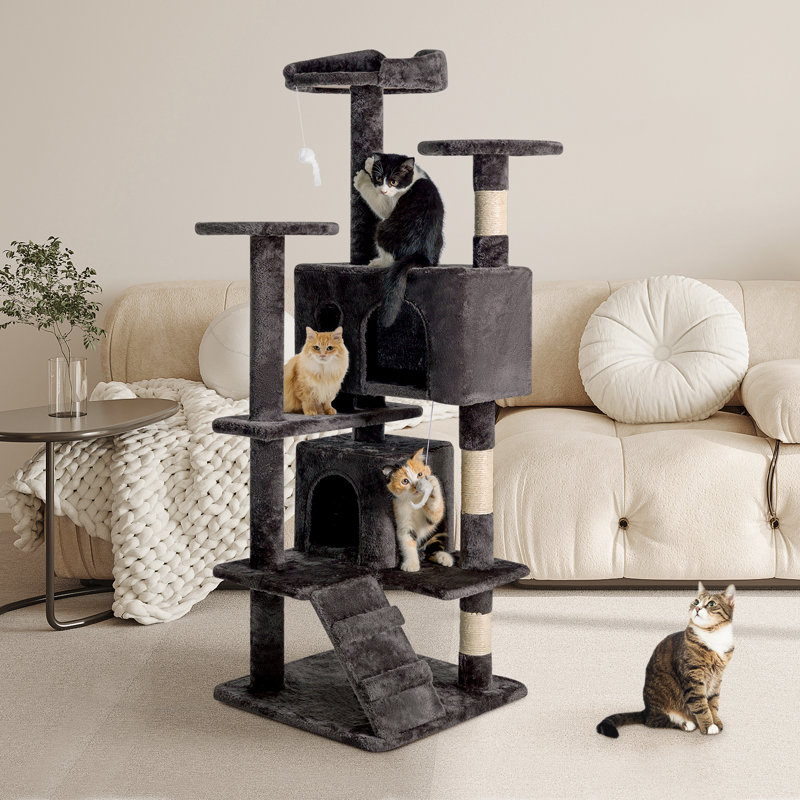 Arbre à chat 54 po Chatrin, H 54 po x l 19,3 po x P 19,3 po, Rose