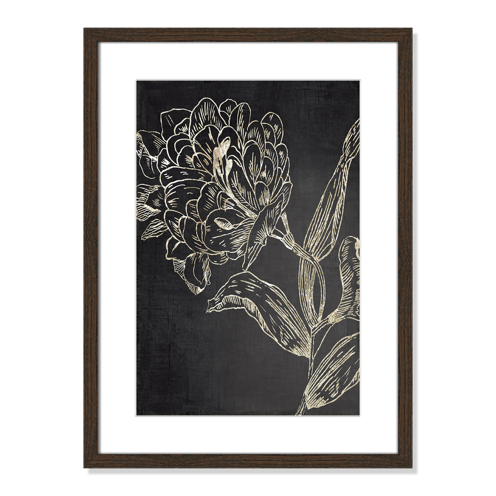 Clarendon "Golden Flower Folklore II" Print, 23" H x 17" W, Walnut Wood Grain