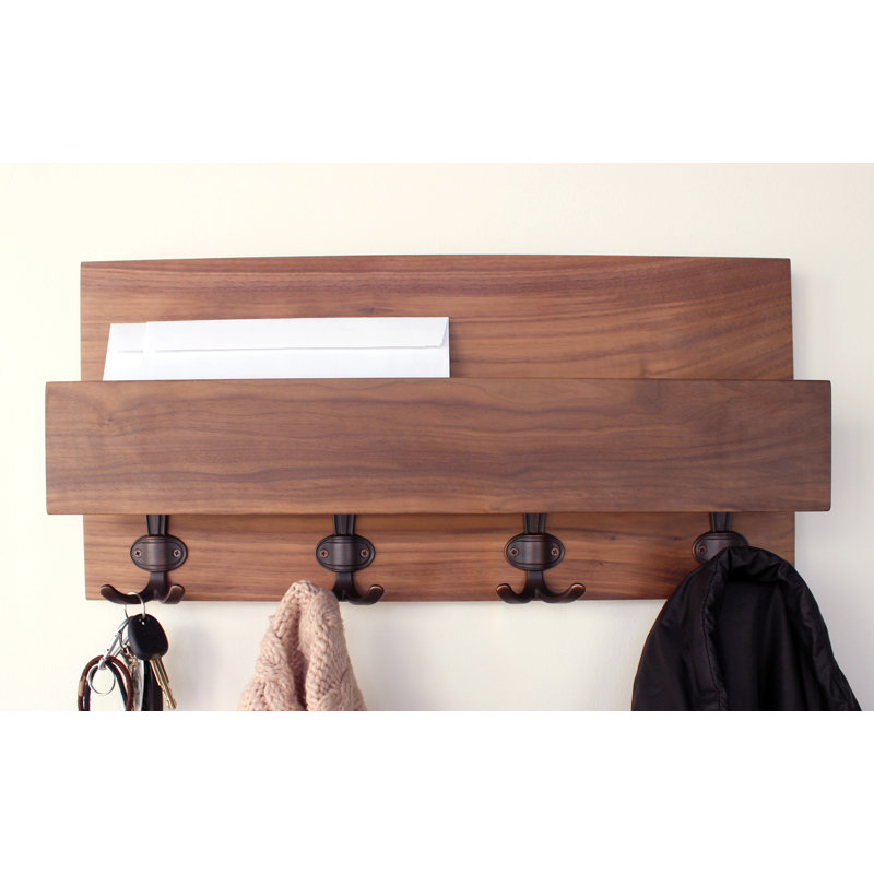 Clorinda Solid Wood Wall Organizer, Walnut