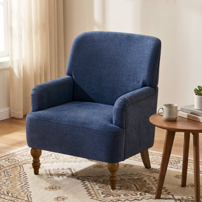 Fauteuil rembourré 28,7 po avec dossier serré et pieds en bois massif
