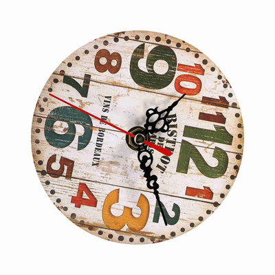 Horloge murale antique créative, style vintage, horloge ronde en bois, décoration pour la maison ou le bureau (#3)