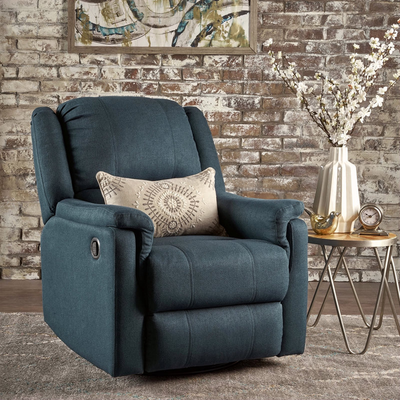 Fauteuil inclinable coulissant avec pivot, Tissu bleu marine