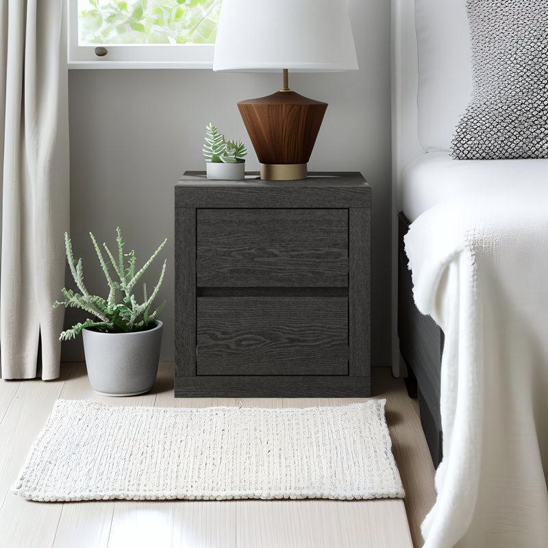 Brannick 20.3" Tall 2 - Drawer Nightstand, Dark Gray Oak