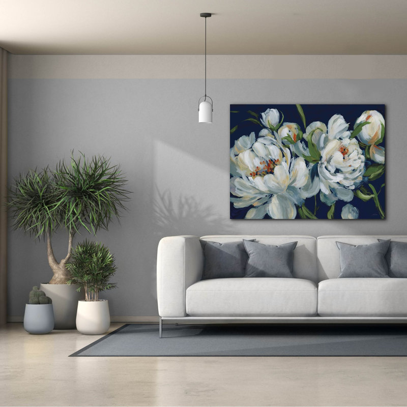 Toile épique Graffiti «Peony Season 1 Navy» par Katrina Pete, 54 po x 40 po