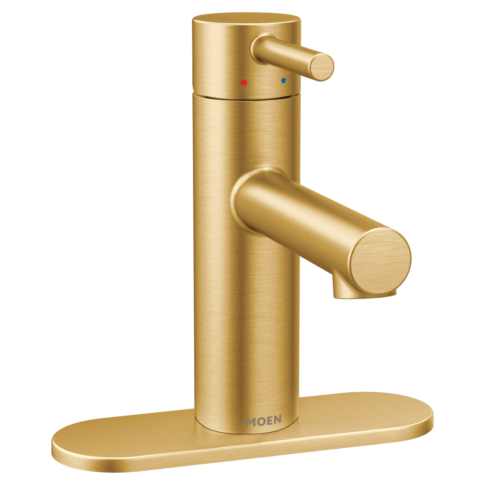 Align Single Hole Bathroom Faucet with Drain Assembly, Brushed Gold