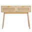 Console en rotin avec 2 tiroirs de rangement et porte coulissante en rotin