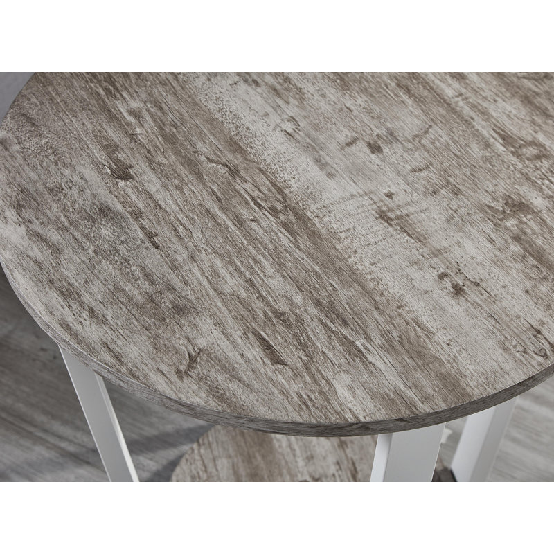 Table de bout ronde avec tablette Elysian, Gris, Gris