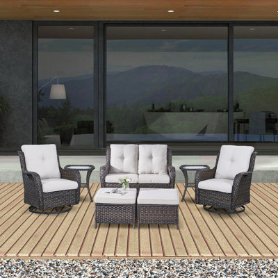 Bonia Wicker 4 - Person Patio Conversation Set with Cushions