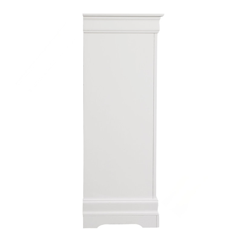 Commode verticale à 5 tiroirs avec poignées décoratives, Blanc