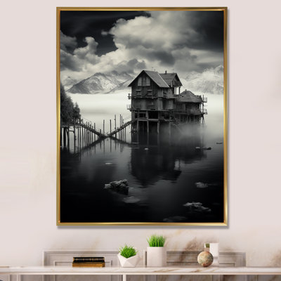 «Mysterious Lakehouse On Misty Day», reproduction sur toile