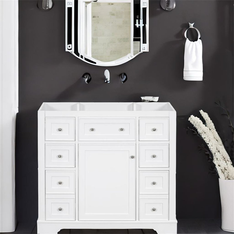 Base de meuble-lavabo simple 35,6 po seulement en blanc