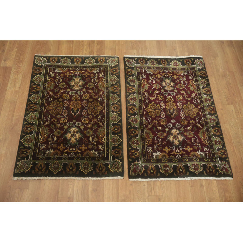 Paire de luxueux tapis bourgogne traditionnels Agra 2 x 3