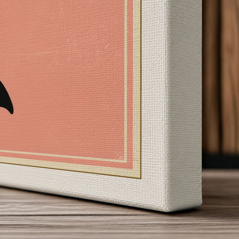 Leaping Orca Mid-Century - Wrapped Canvas, 36x24 - 91.4 x 61.0 cm, Cream Border