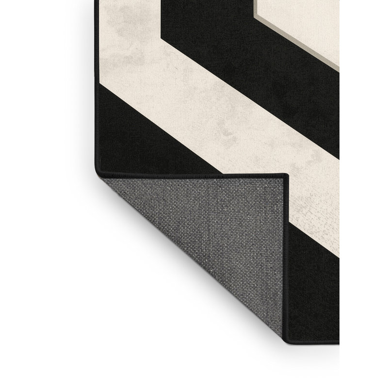 Tapis à rayures douces et moelleuses à motif classique gris et noir, 8 pieds carrés