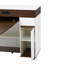 Îlot de cuisine moderne avec portes en verre et rangement mobile Leto-125902276