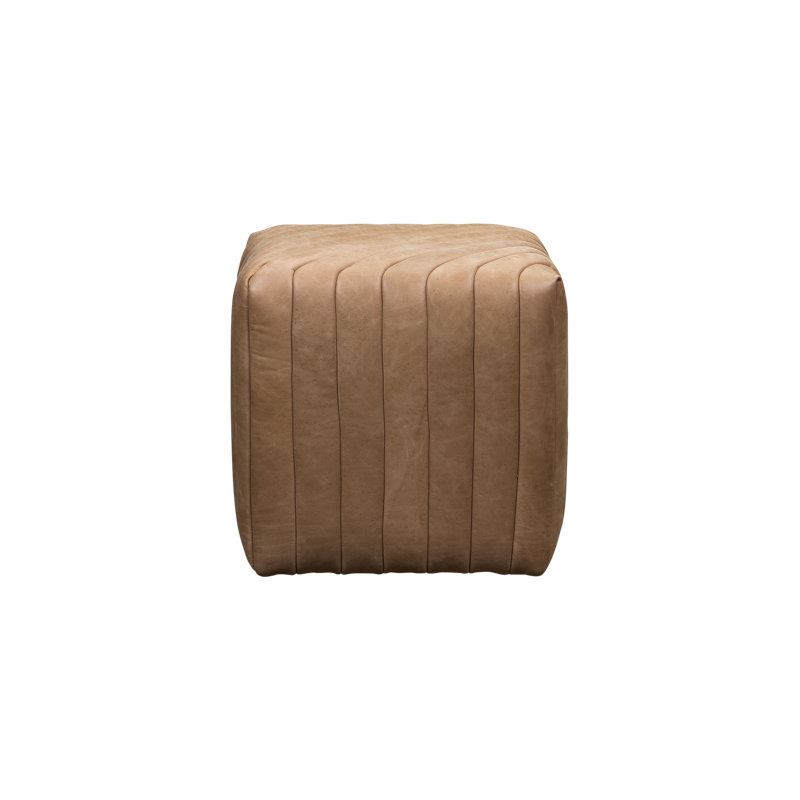 Bryant Cube Ottoman in Hair on Hide Solid Black, Collins Celadon