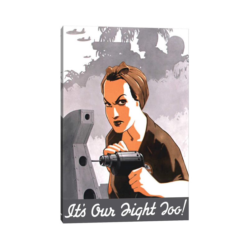 WWII Propaganda Poster Of Rosie The Riveter Operating A Drill by Stocktrek Images - Wrapped Canvas Print