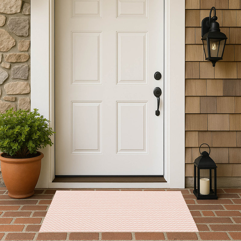 Chevron Wave Outdoor Doormat, 17" W x 24" L, Pink