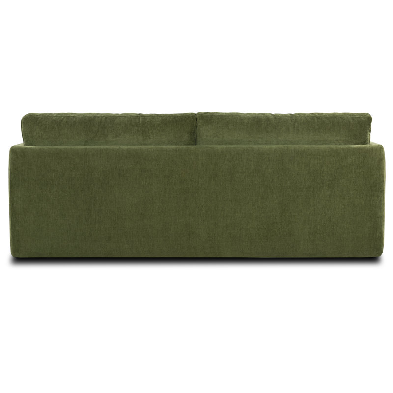 Distressed Green Velvet 90.5'' Upholstered Sofa with Bolster Pillows