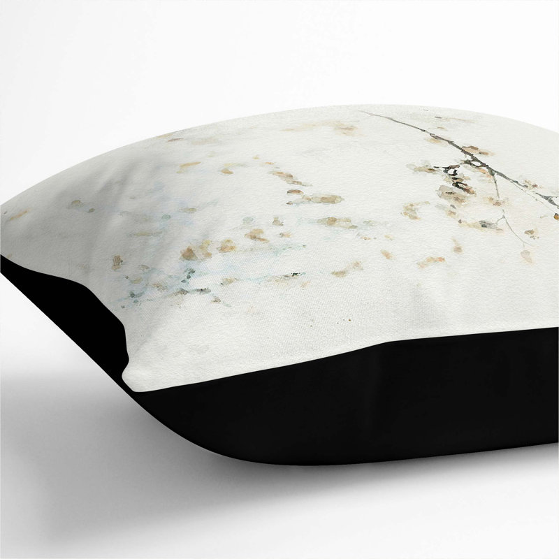 Branches Of A Blossom Tree In Abstract Square Throw Cushion, Black, 40cm x 40cm W x 15cm D