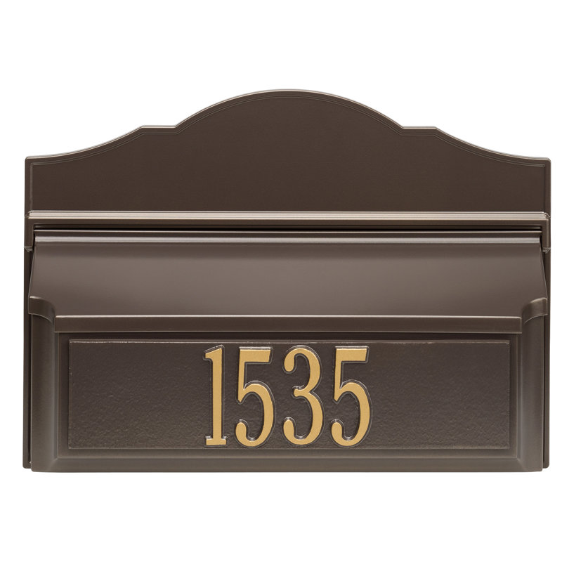Colonial Wall Mounted Mailbox, Brown/Gold, Yes