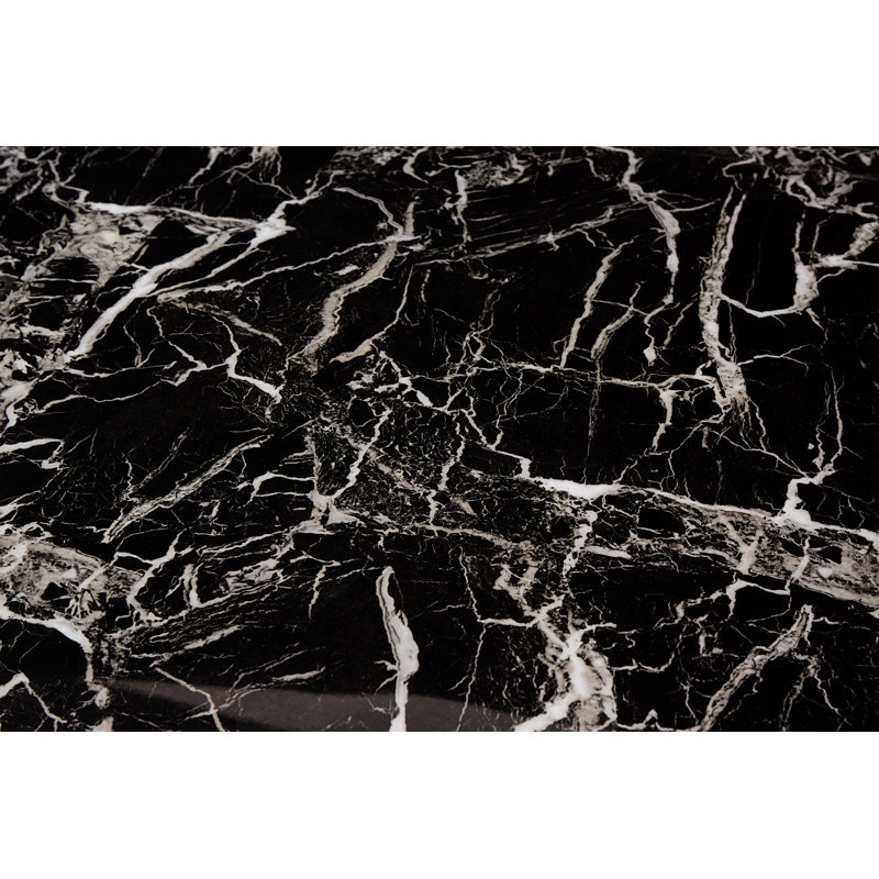 Skrolan Glass Top Dining Table, Black, Gold