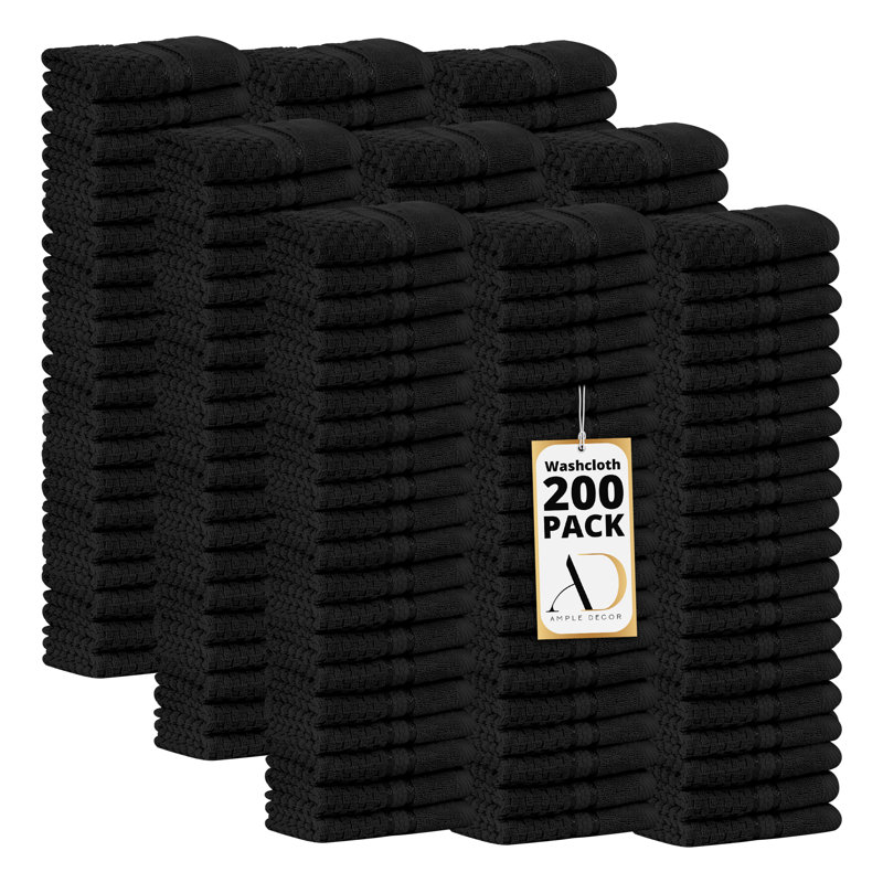 Collection de serviettes texturées 100% coton Mulaayam, Noir, noir, noir, noir