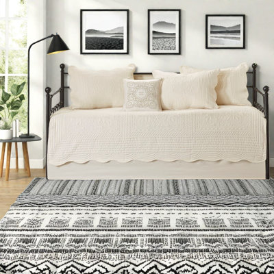 Reversible Polyester Bedding Sets, Farmhouse Scalloped Daybed For Home