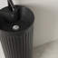 Lavabo de salle de bain 33 po, piédestal circulaire en céramique, lavabo noir mat avec trop-plein