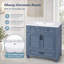 Meuble-lavabo de 30 po avec lavabo en céramique, structure en bois massif, portes à fermeture douce et grand rangement, style rétro bleu - bleu-1393312347-1393312357