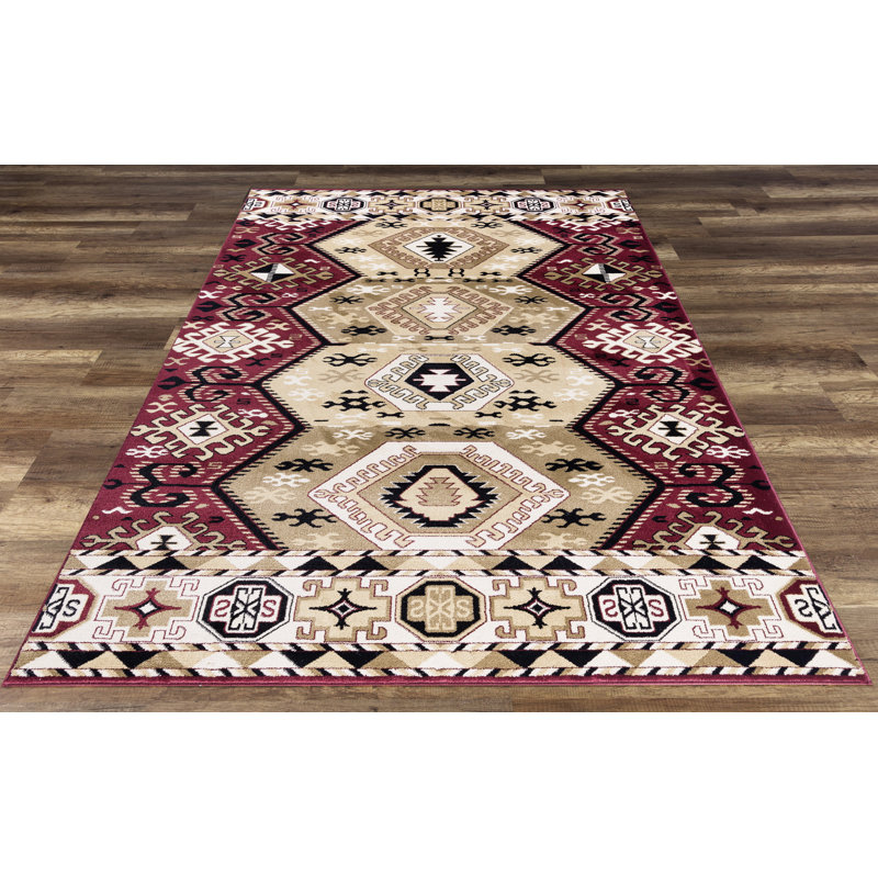 Tapis rouge/ivoire Malden, Rectangle 2 pi 2 po x 3 pi