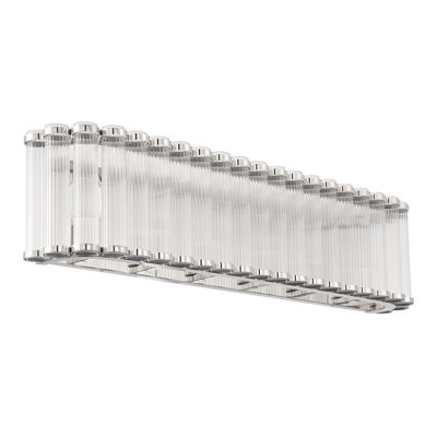 Glasbury, Vanity, 32", Polished Nickel, Ribbed Glass