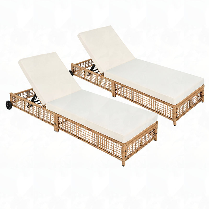 Ensemble de 2 chaises longues d'extérieur, null