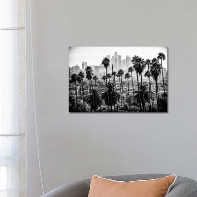 Black California Series - Los Angeles Skyline - Wrapped Canvas Print