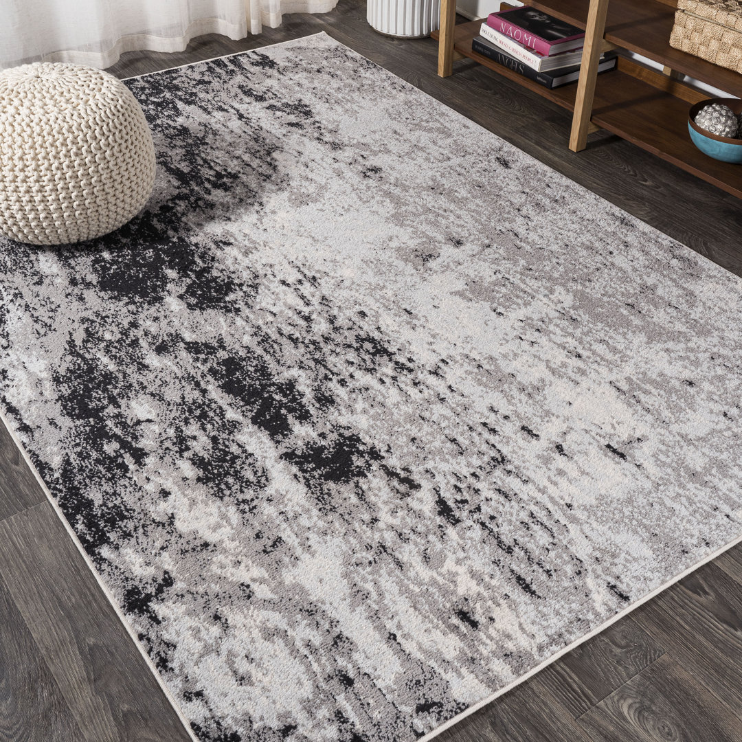 Storm Modern Abstract Gray/Cream Rug 17 Stories Rug 