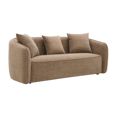 Canapé en chenille brun Keith avec 3 coussins décoratifs assortis