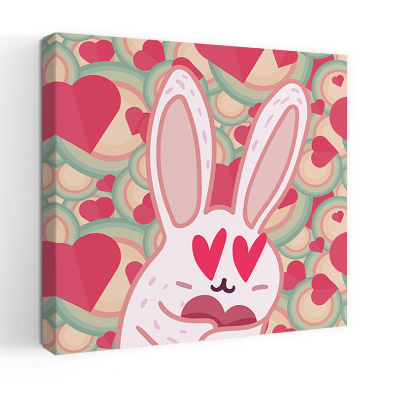 Affiche murale contemporaine « Lapins amoureux » représentant une forêt de lapins, H 24 po x l 24 po