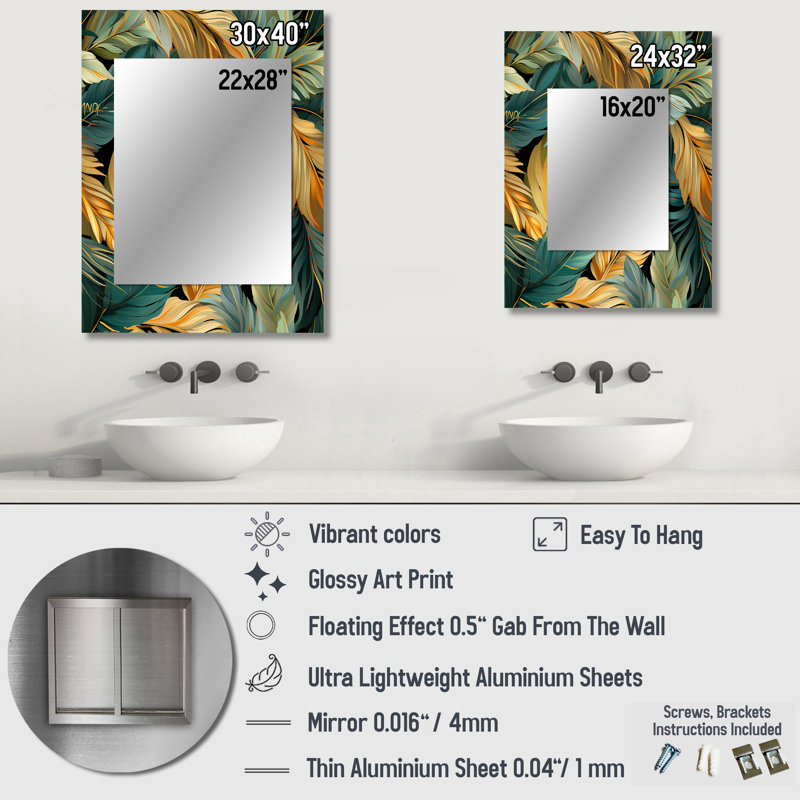 Mirage Radiance Tropical Pattern - Tropical Mirror Wall Decor, 40" x 30"