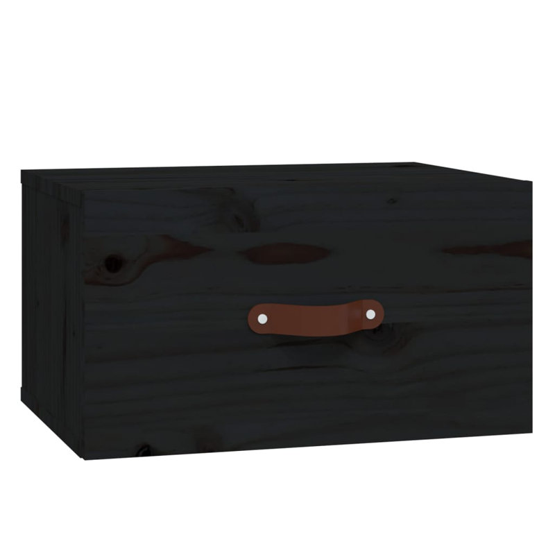 Fresnes 40cm W Manufactured Wood Bedside Table, Black