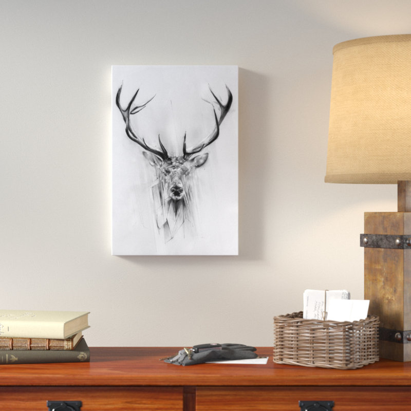 " Red Deer " by Alexis Marcou, 26" H x 18" W x 1.5" D, Black Framed Canvas, No Mat
