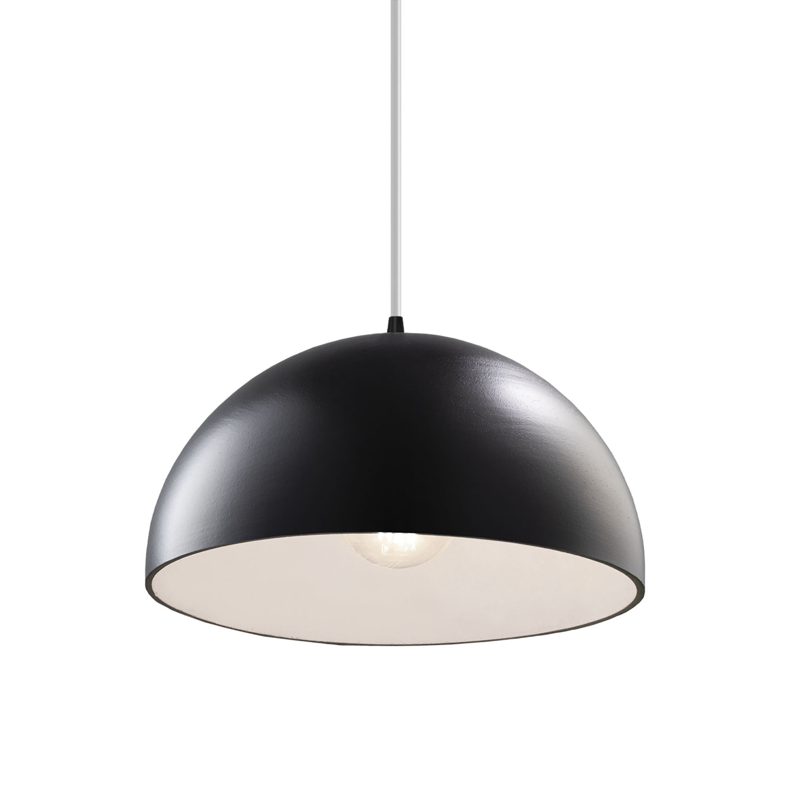 Leni Single Light Ceramic Dimmable Pendant, Matte Black, Carbon Matte Black