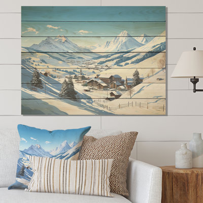 Alpine Mountains Solitude Winter Glow IV - Winter Mountains sur impression sur bois