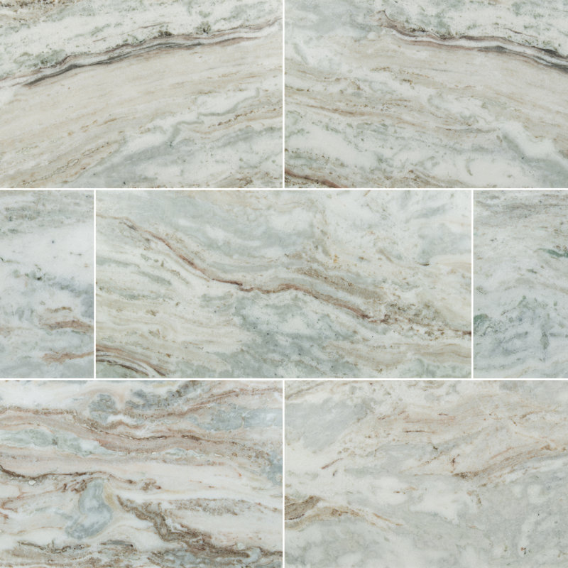 Santiago Earth 12 in. x 24 in. Polished Marble Stone Look Floor and Wall Tile