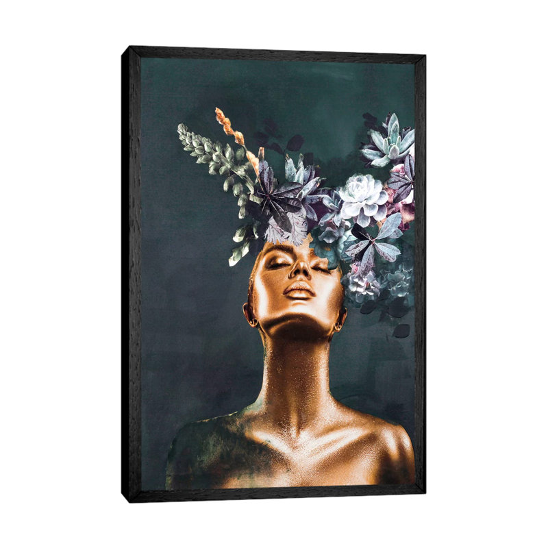 Gold Couture II - Print on Canvas, 66.04cm H x 45.72cm W x 3.81cm D, Black Framed