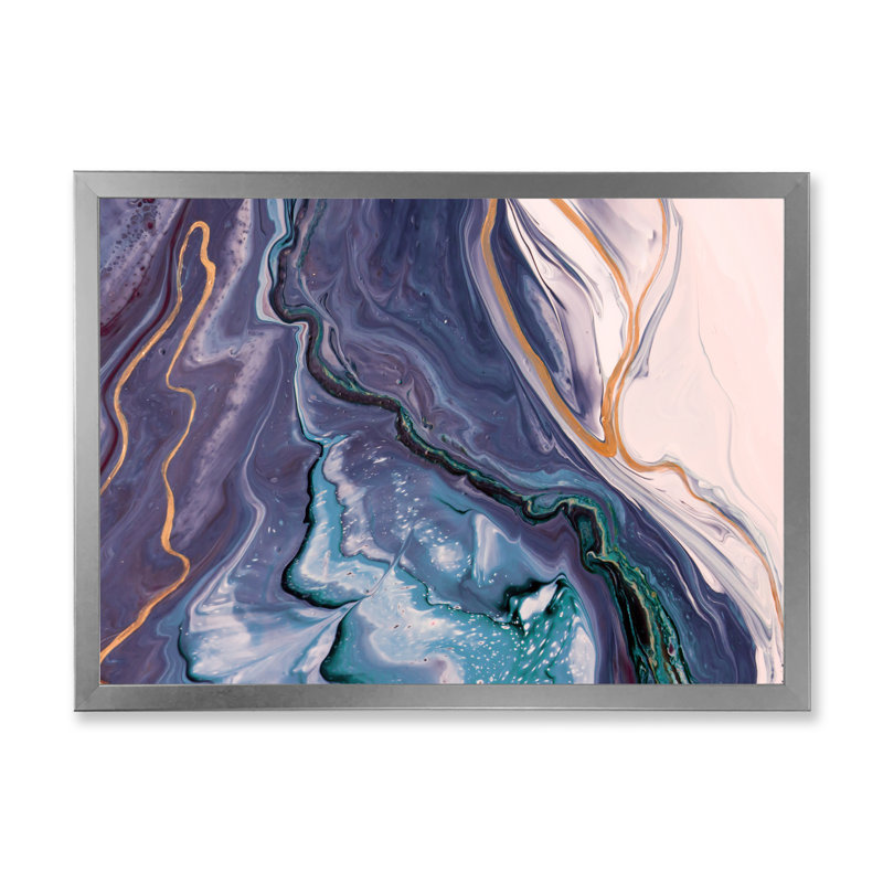 Reproduction d'art sur toile de luxe en marbre mauve luxueux VI, H 24 po x l 36 po x P 1 po, Toile argentée avec cadre photo