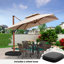 Parasol en porte-à-faux carré en bois avec pieds à roulettes 12 pi Rosalei, beige-1786052748-1752550878