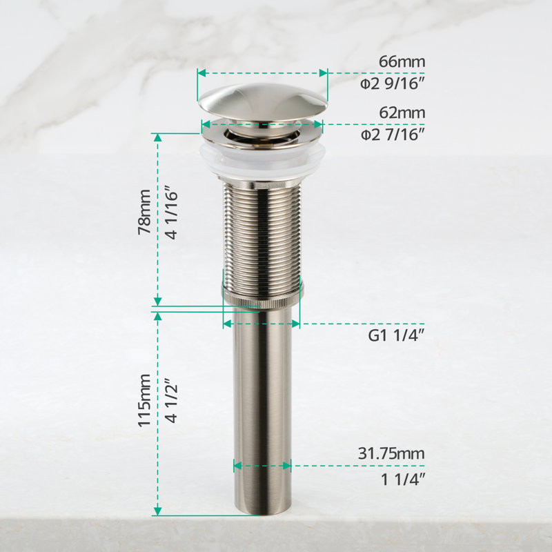 Lefton Rotatable Bathroom Faucet Bf2204 With Pop-up Sink Drain Stopper Without Overflow D01, Brushed Nikel