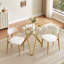35.4" Round Tempered Glass Dining Table with Sturdy Metal Legs