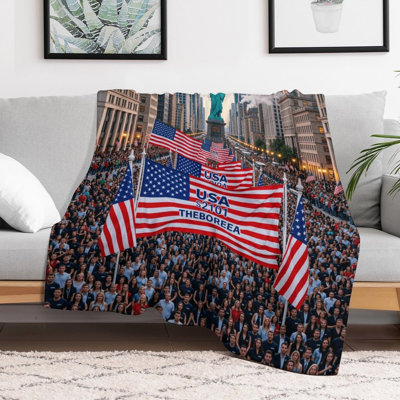 Usa S2101 Theborea Flag Pattern Print Design Luxury Flannel Throw Blanket, Soft Warm Fuzzy Blanket for Living Room Sofa Bed Home Decor