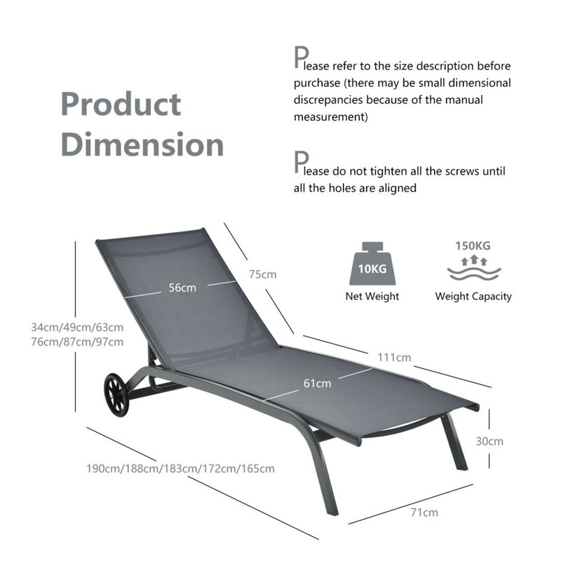 Lasonja Reclining Single Chaise, Grey